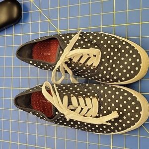 City Sneaks Black & White Polka Dot Lace Up Shoes
